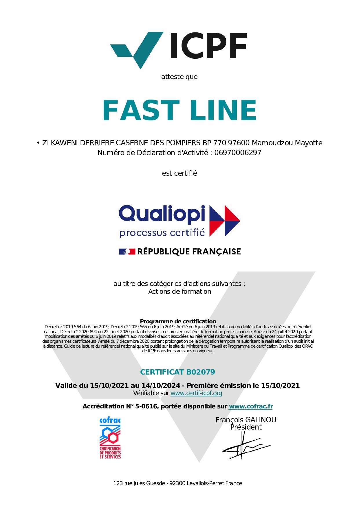 Certificat QUALIOPI